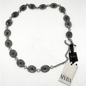 Myra Glory of Morning Concho Belt XL Silver Turquoise Floral Chain S-9081 NWT